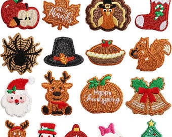Christmas Embroidery Patch, Apple Patches, Santa Claus Patch, Christmas Tree, Pumpkin Patch, Iron On Patches