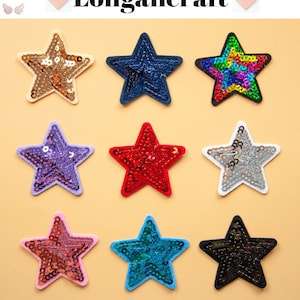 Patch auto-adhésif étoile colorée, Patch paillettes scintillantes, Patchs pour veste