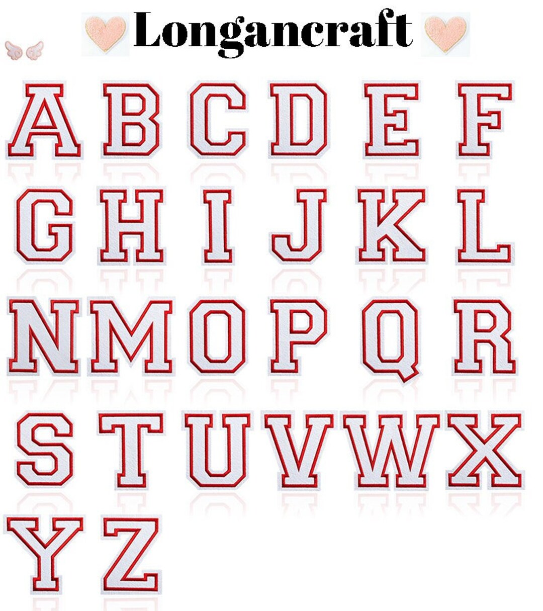 4.8 Inch Red Border White Letter Alphabet Large Letter Embroidery Patch ...