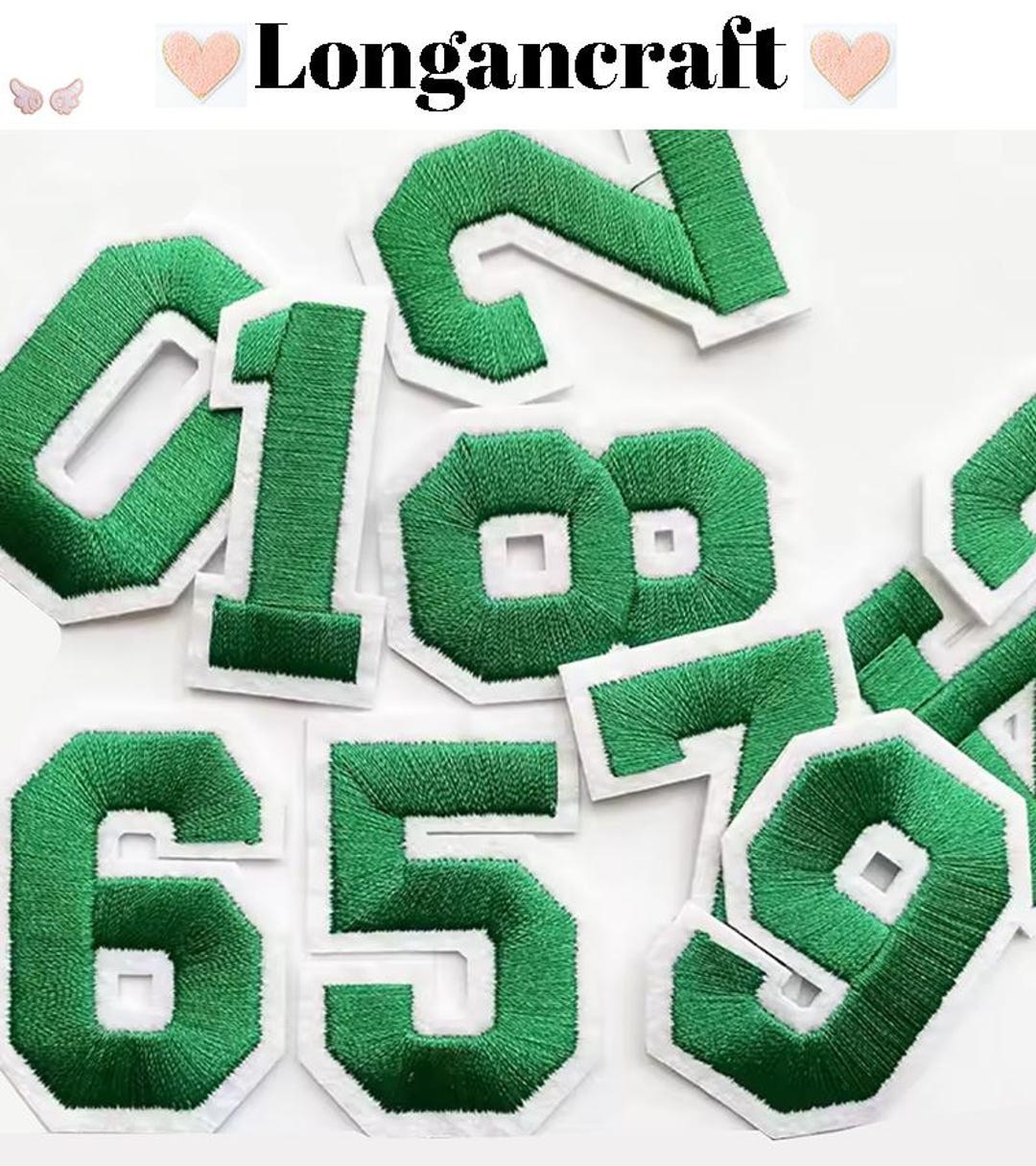 2 Inch Green Embroidered Number Patch, Iron on Patches, Applique for ...