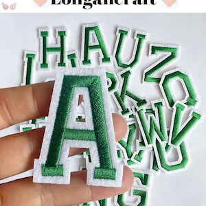 Parche bordado con letras del alfabeto verde de 2 pulgadas, parches para hacer tú mismo, parches para ropa y bolsos, parches termoadhesivos.