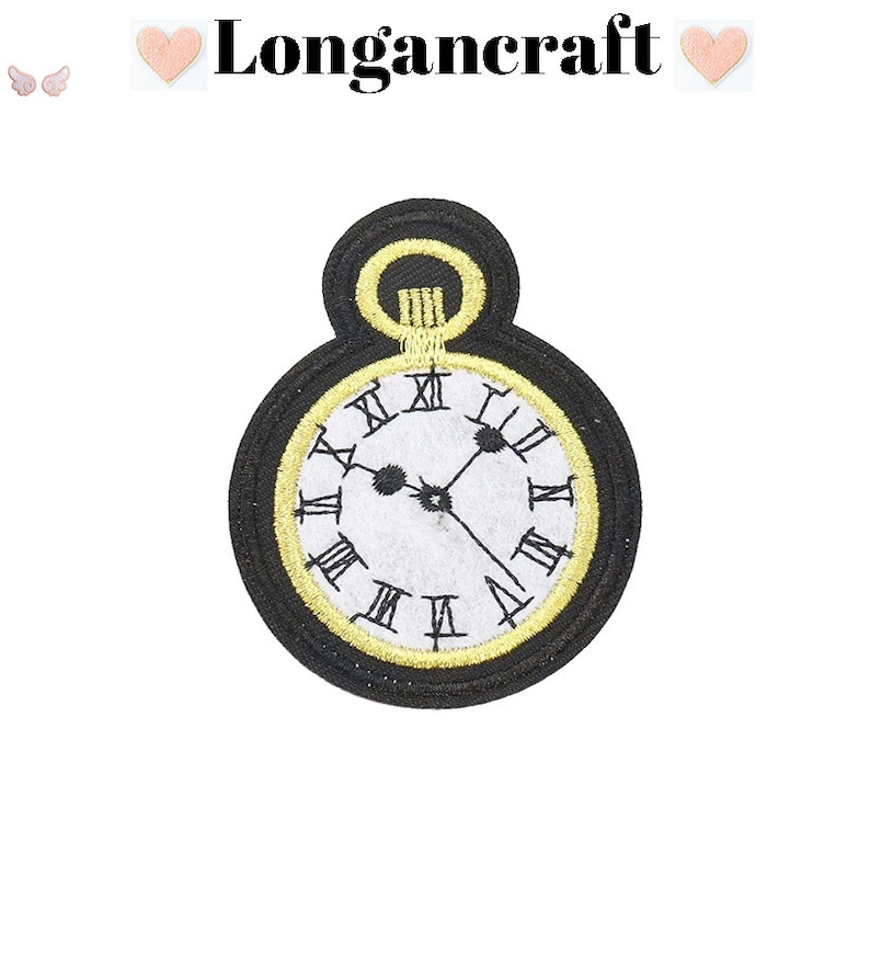 Clock Embroidered Patches, Pocket Watch Embroidery Patch, Iron on Patch ...
