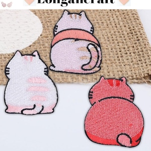 2Pcs Cat Embroidered Self Adhesive Patches, Cute Cat Patches, DIY Decoration Patch
