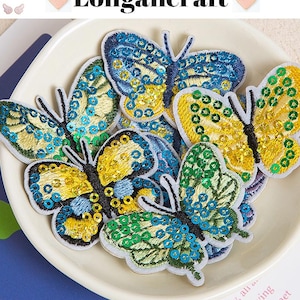 Butterfly Embroidered Patches, Color Butterfly Sequin Patch, Iron On Patches