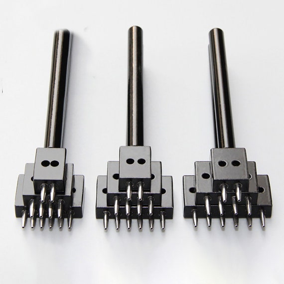 Round Stitching Punch Tools, Black Leather Hole Punches 4/5/6/mm Spacing,  2/4/6/hole Leather Punching Tool Hole Prong 