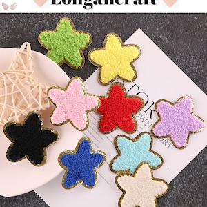 Glitter Star Chenille Embroidered Patch, Iron On Patches, Star Patch
