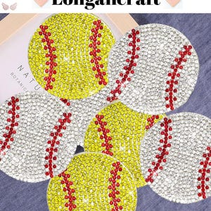 2.0 Inch Baseball Rhinestone Patch, Softball Iron On Patches, DIY Baseball Patch, Sports Patches, Patch for Hat