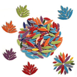 100g Irregular Ceramic Mosaic Tiles, Petal Multi Color Mosaic Tiles, Wall Artwork