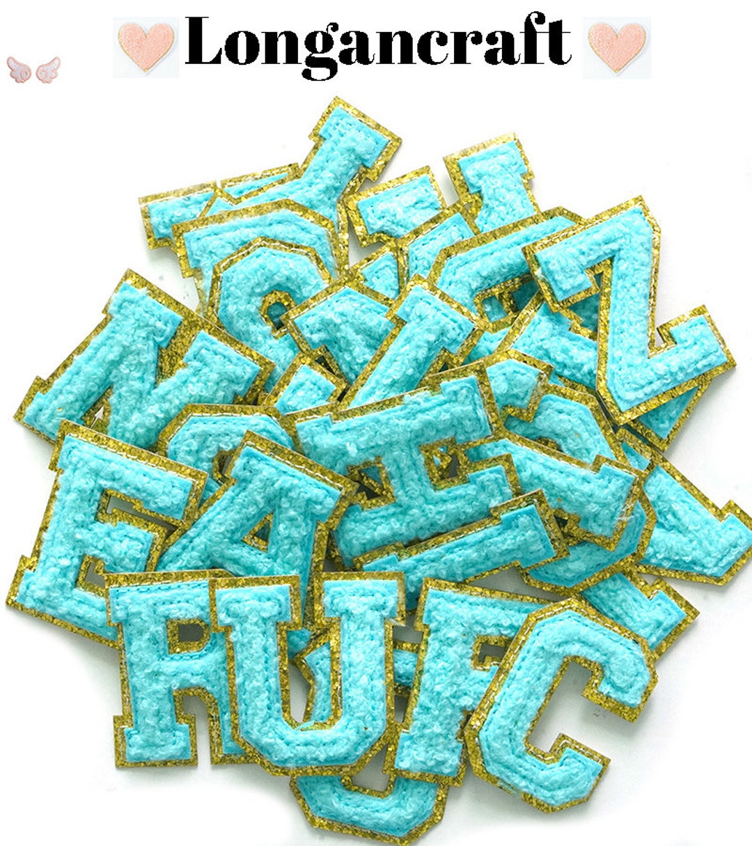 Light Blue Letter Patch for DIY Names, Decorate Alphabet Patches