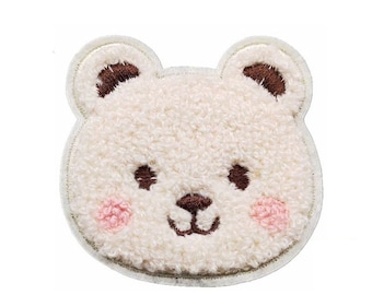 Chenille Bear Patch, Gold Glitter, Iron On/Self-Adhesive