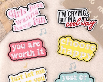 Letter Embroidered Patch, Choose Happy Patch, Iron On Patches