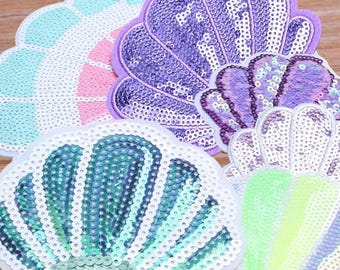 Summer Shell Sequin Iron On Patches: Trucker Hat Embellishments