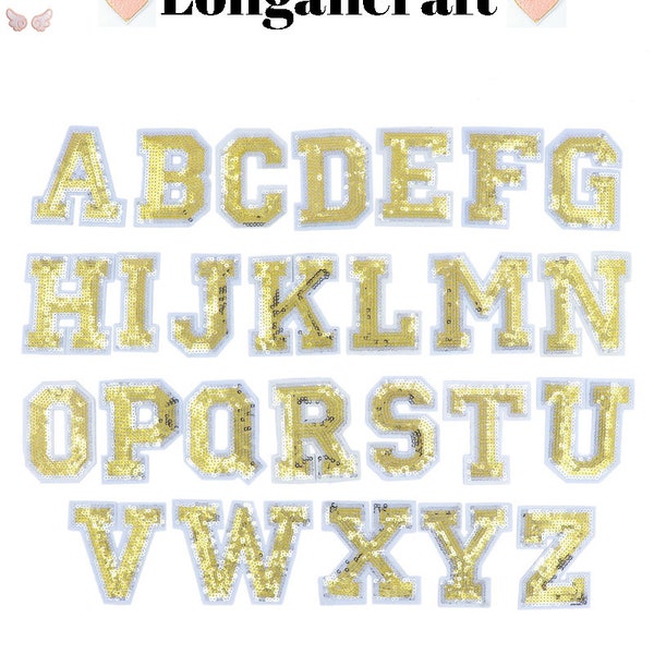 Gold Sequins Letters Patch A-Z, Letter Patches Iron On Patch, Letter Appliques