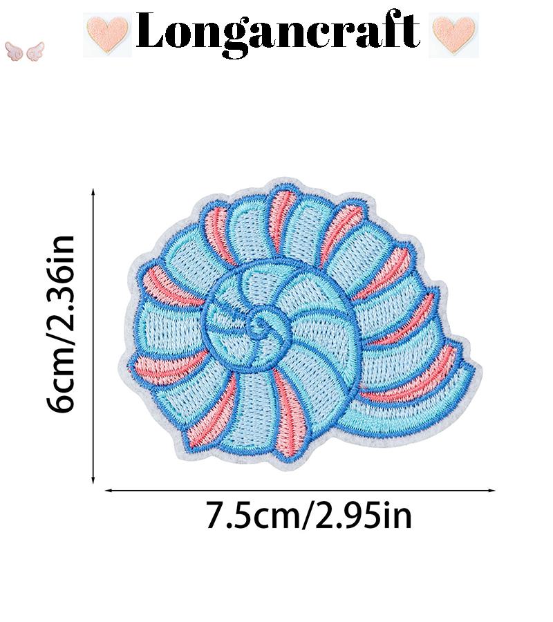 Embroidered Patch Shell Ocean Embroidered Iron on Patches, Beach Embroidery Applique, Crab ...