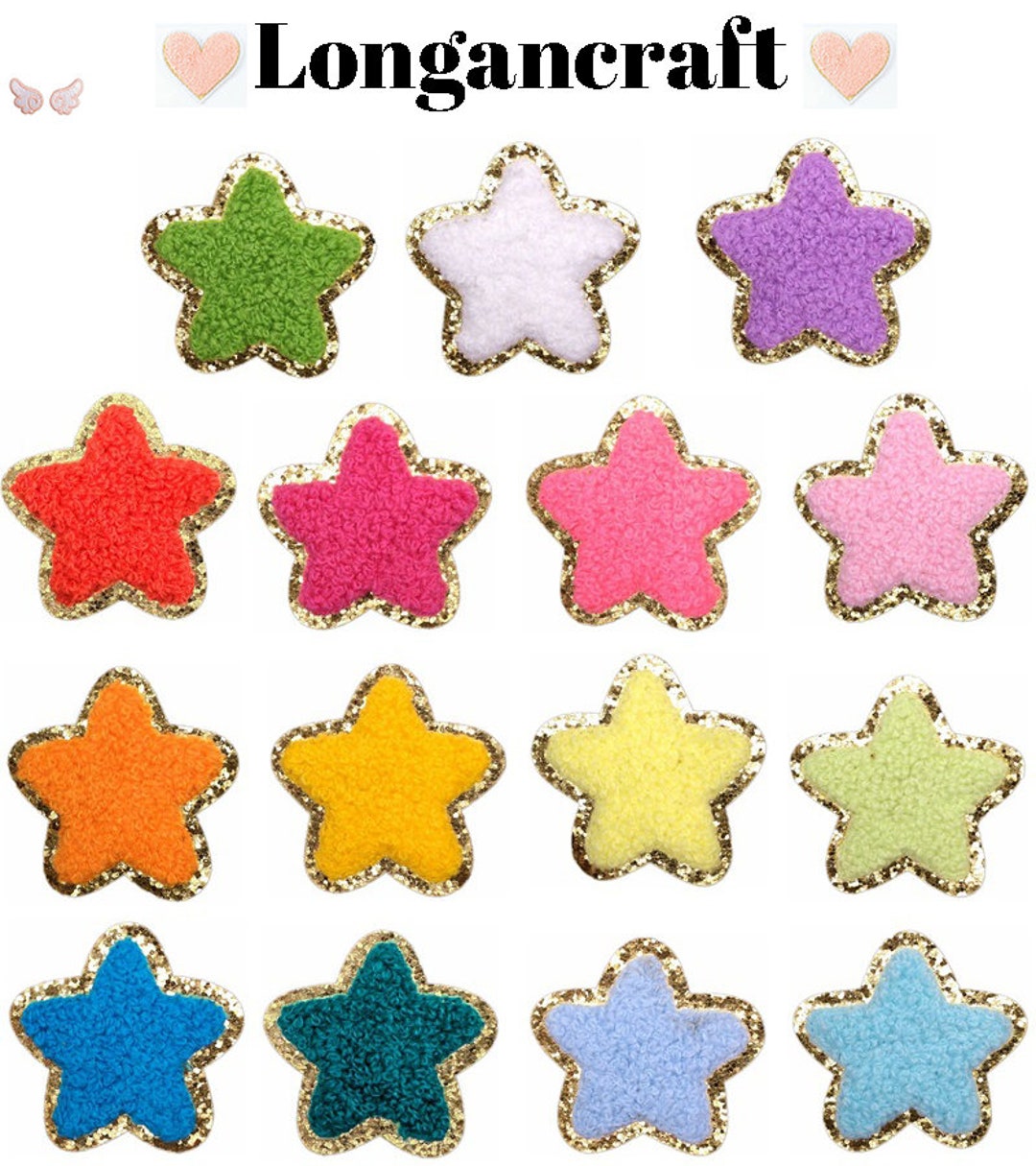 Colorful Star Chenille Glitter Patch,star Patch, Gold Glitter Patch