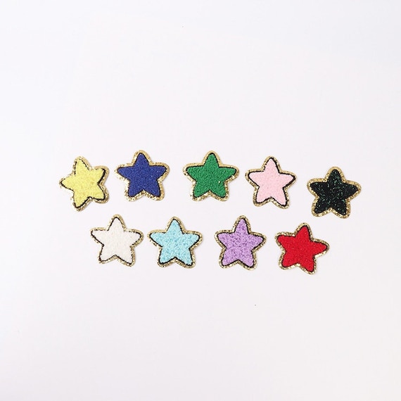 Colorful Iron on Star Patch, Glitter Chenille Embroidered Patch