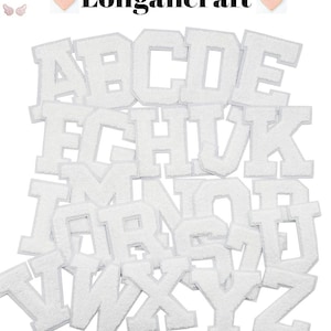 3.1 Inch White Chenille Letters Patch,  DIY Name Alphabet Patches, Patches For Clothing Bags, Iron On Embroidered Patches