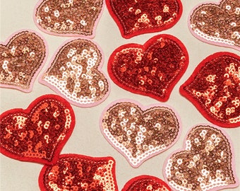 1.8 inch Heart Sequined Iron On Patch, Glitter Sequins Patch, Iron On Patch