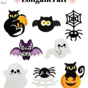 Black Cat Embroidered Patch, Halloween Ghost Patches, Iron On Patches