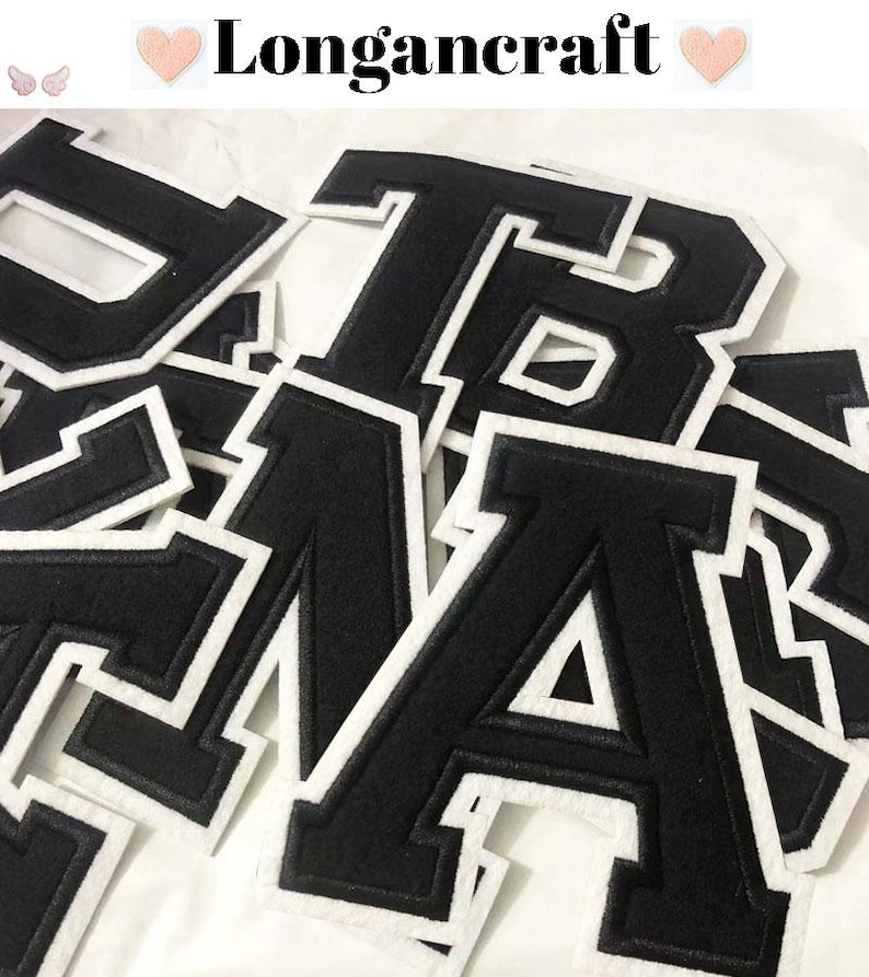 4.4/3.1 Inch Black Letter Embroidered Patch, DIY Name Alphabet Patches ...