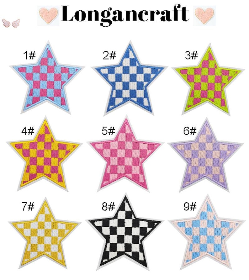 Plaid Star Iron on Patch, DIY Embroidery Applique, Star Patches for ...