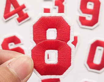 2.0 Inch Red Number Embroidery Patch, DIY Number Patches, Patches For Clothing Bags, Iron On Patches