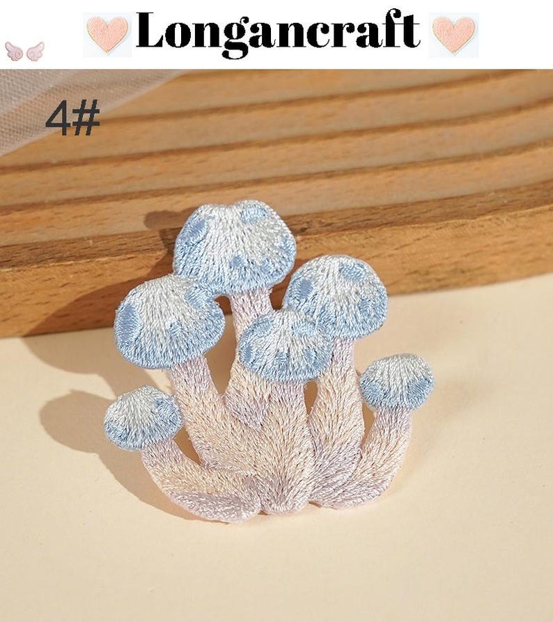 Embroidered Mushroom Iron On Patch, Plant Applique, Patches for Clothes 4#
