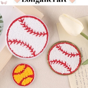 Baseball Glitter Chenille Embroidered Patch, Glitter Patch, Iron On Patches, Baseball Heart Patch