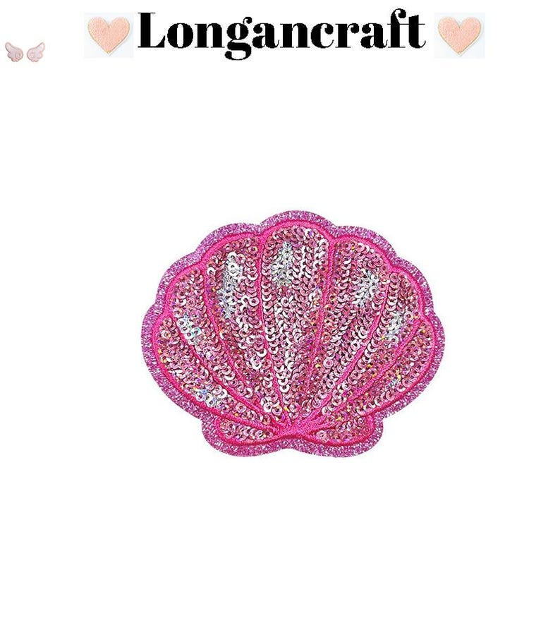 Embroidered Shell With Shell Sequin Summer Sequin Iron on Patches, Crab, Shell, Starfish, Drink Embroidered ...