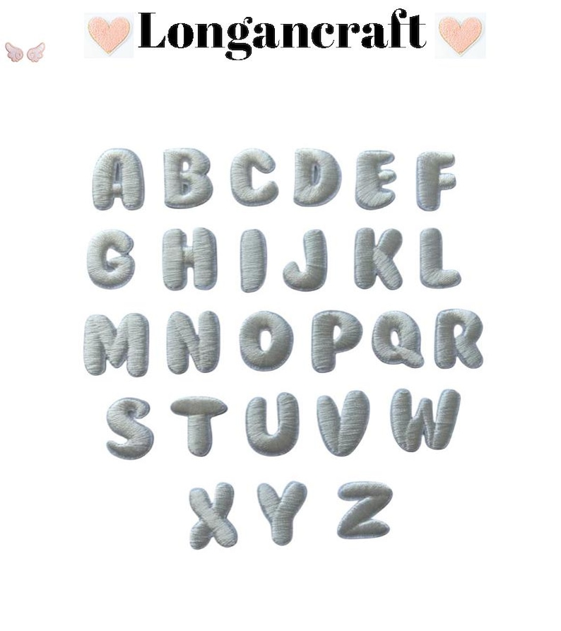 Flanked Letter 0.7 Inch Mini Beige Alphabet Letter Embroidery Patch , DIY Name ...