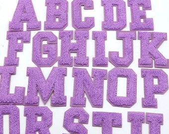 Patch lettres chenille violet 2,8 pouces, fer sur les lettres de l'alphabet brodées