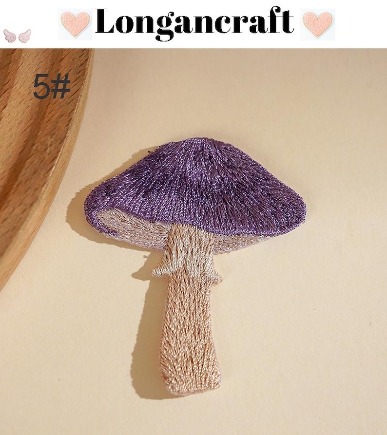 Embroidered Mushroom Iron On Patch, Plant Applique, Patches for Clothes 5#