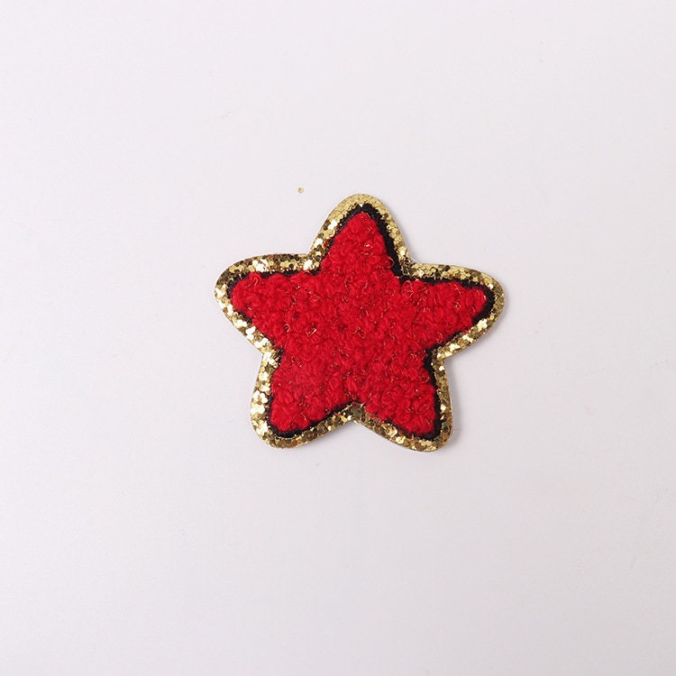 Colorful Iron on Star Patch, Glitter Chenille Embroidered Patch