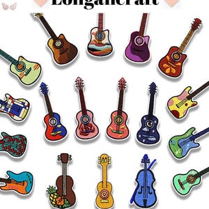Toppa ricamata con chitarra musicale, toppe western, toppa da cowboy, toppa country, toppa per jeans, toppe stirabili