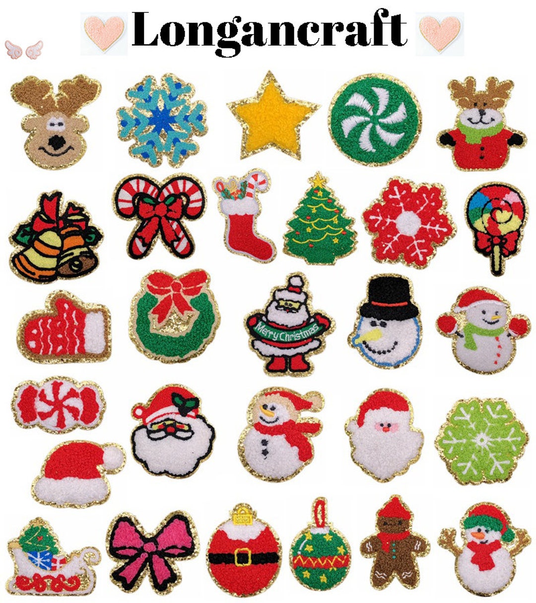 Christmas Chenille Patch, Santa Claus Patch, Snowflake Patch, Christmas