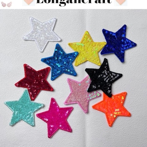 Color Sequin Star, Star Glitter Sequins Embroidered Patch, Iron On Patch