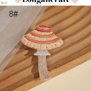 Embroidered Mushroom Iron On Patch, Plant Applique, Patches for Clothes 8#