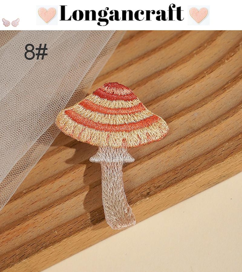 Embroidered Mushroom Iron On Patch, Plant Applique, Patches for Clothes 8#