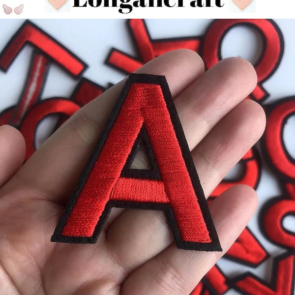 1.8 inch Red Letter Embroidered Patch , DIY Name Alphabet Patches, Patches For Clothing Bags, Iron On Patches