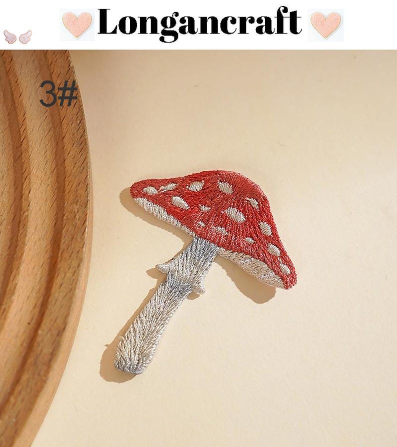 Embroidered Mushroom Iron On Patch, Plant Applique, Patches for Clothes 3#