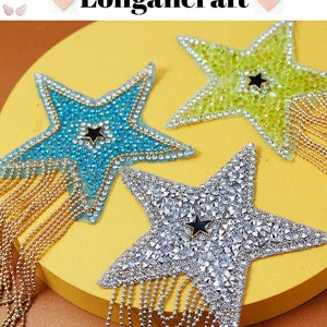 Colorful Star Patches, Star Rhinestones Tassel Patch, Iron On Patch