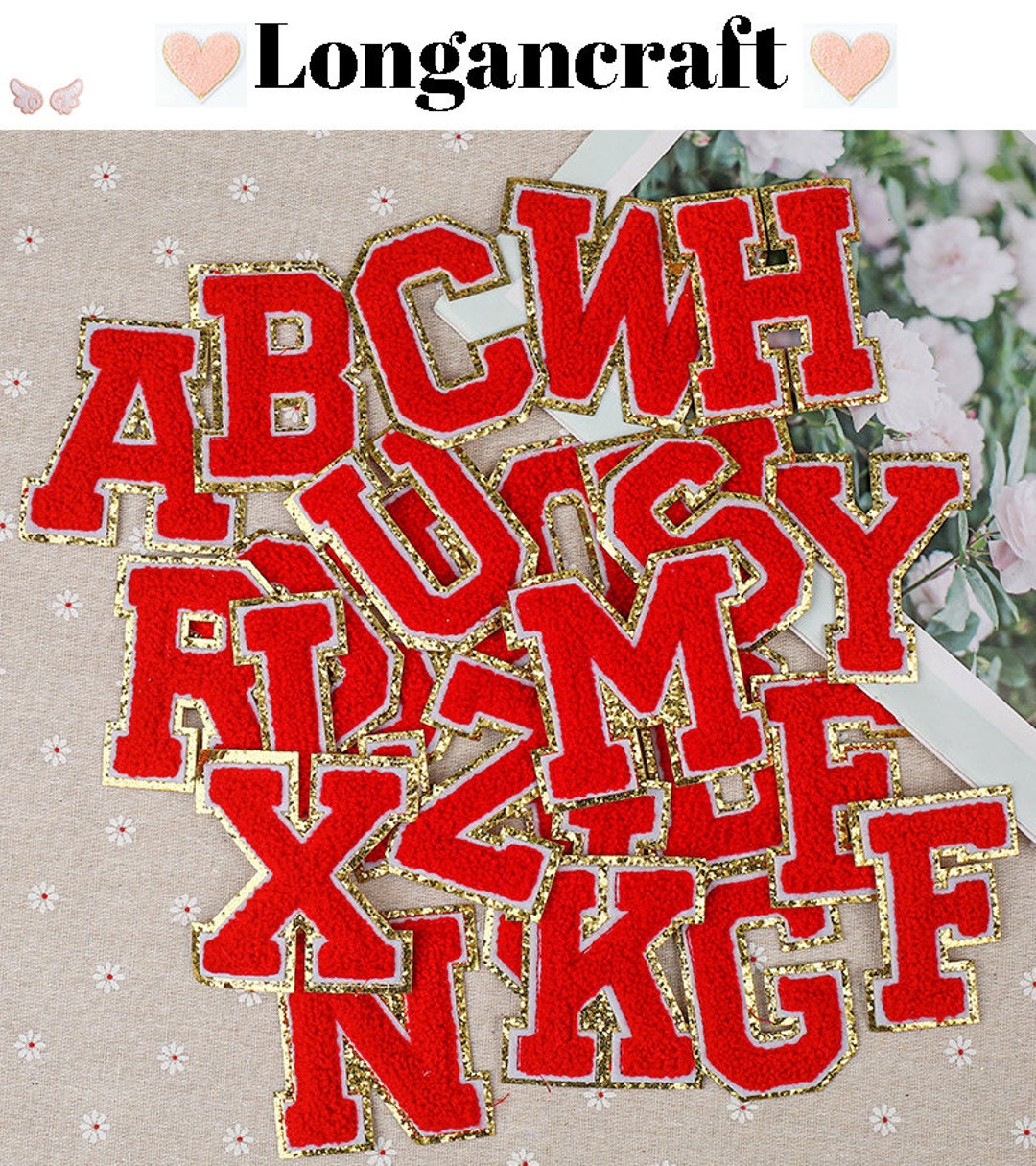 2.1 Inch Red Letter Patch for DIY Names, Decorate Alphabet Patches