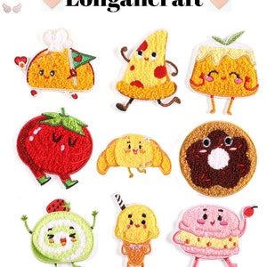 Food Chenille Patch, Pizza Patch, Tomato, Ice Cream Embroidered Patch, Self Adhesive Patches