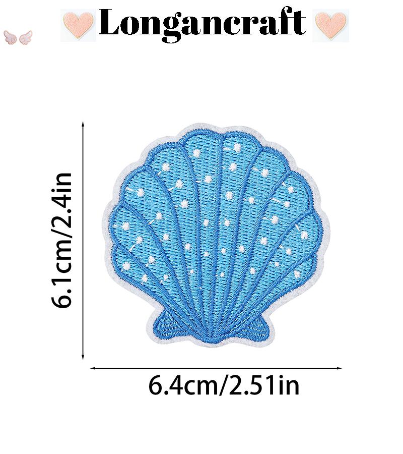 Embroidered Patch Shell Ocean Embroidered Iron on Patches, Beach Embroidery Applique, Crab ...