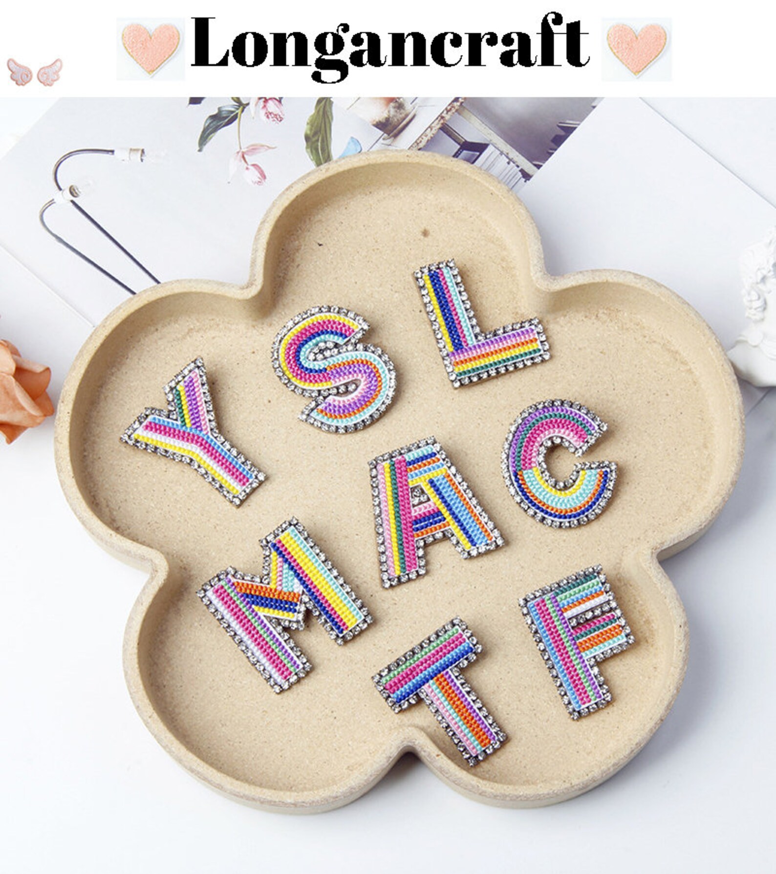 Rhinestones Color Letters Patch A-Z Letter Patches Pin - Etsy