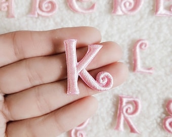 2.6 cm Mini Pink Alphabet Letter Embroidery Patch , DIY Name Alphabet Patches, Patches For Clothing Bags,  Self Adhesive Patches