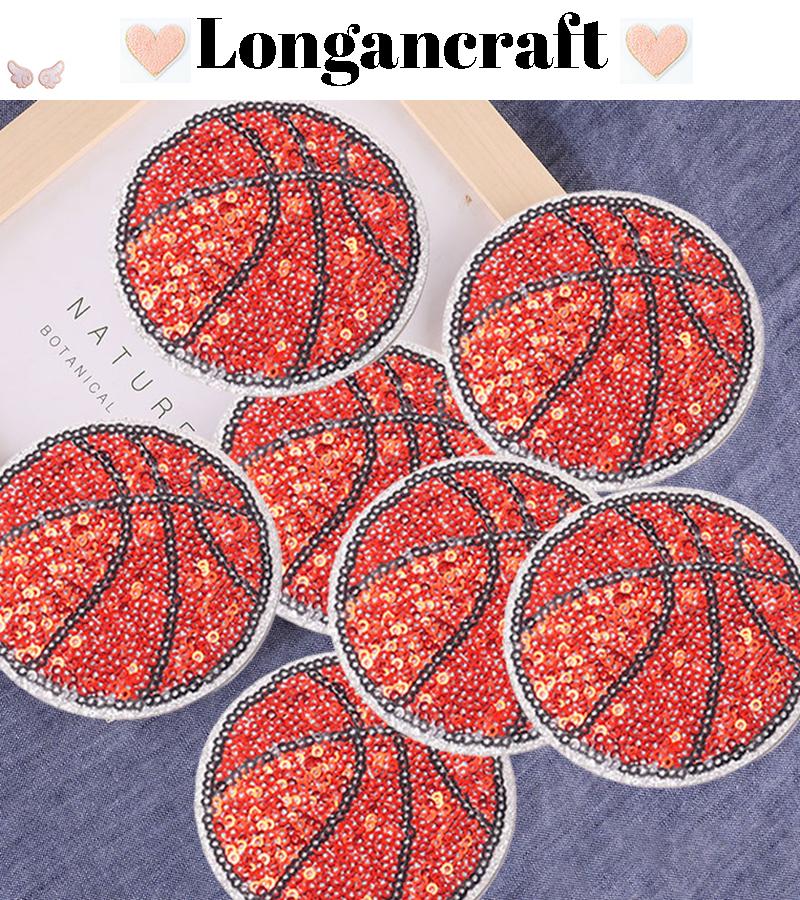 3.1 Inch Basketball Sequin Patch, Game Day Iron On Patches, DIY Basketball Patch, Sports Patches, Patch for Hat