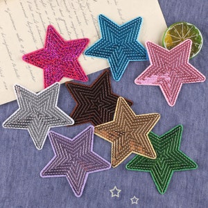 Colorful Star Iron On Patch , Glitter Sequins Patch, Iron On Patches