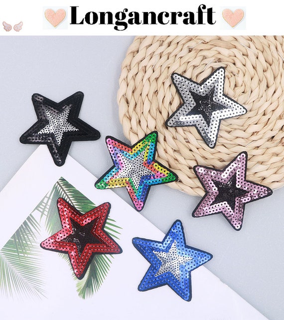 Toppa Termoadesiva Con Paillettes Reversibili A Stella - Glitterata, Decorativa Per Vestiti E Borse, Stiratura O Cucito, Multicolore