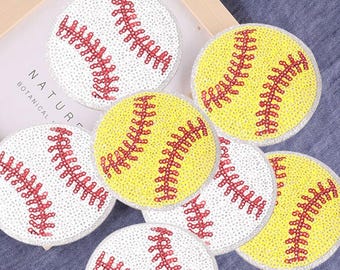 3.1 inch Baseball Sequin Iron On Patch, Game Day Sports Applique, Patch for Jackets
